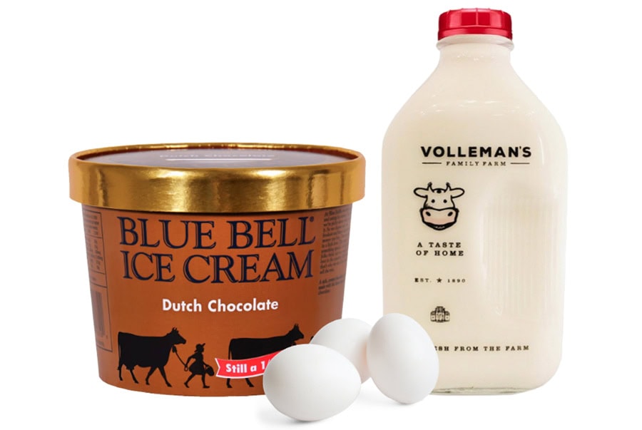 Texas dairy, cheese, and eggs from Bluebell Ice Cream to Volleman's Milks