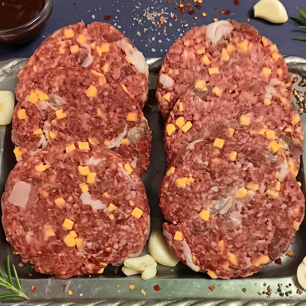 12 bacon cheddar hamburger patties subscription box
